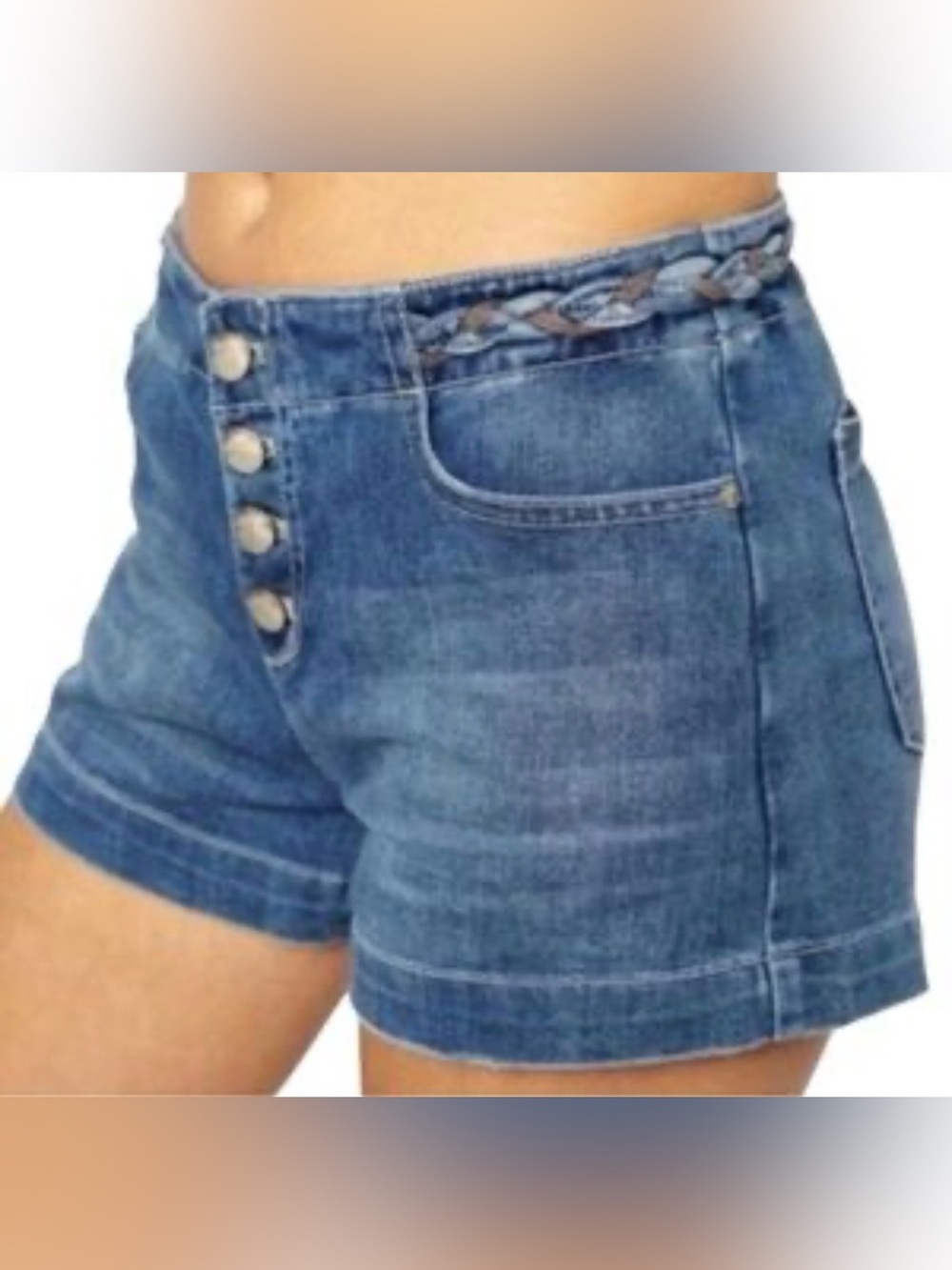 Free People Braided Waist Button Fly Denim Shorts - Size 28 - EUC